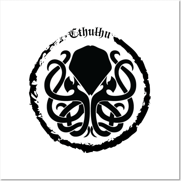 Cthulhu Logo Black Wall Art by Milena93